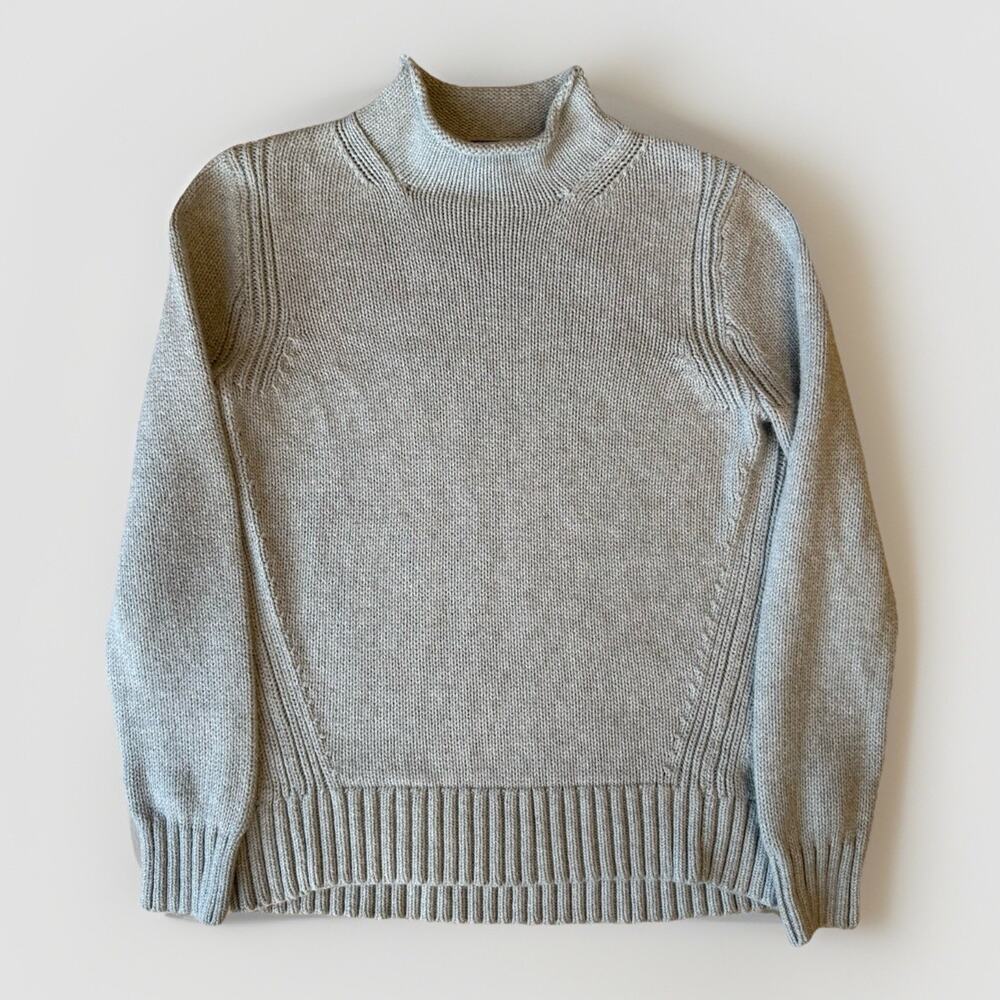 J Crew Rollneck Sweater Women's L Gray Oarsman Minimalist Cotton Pullover